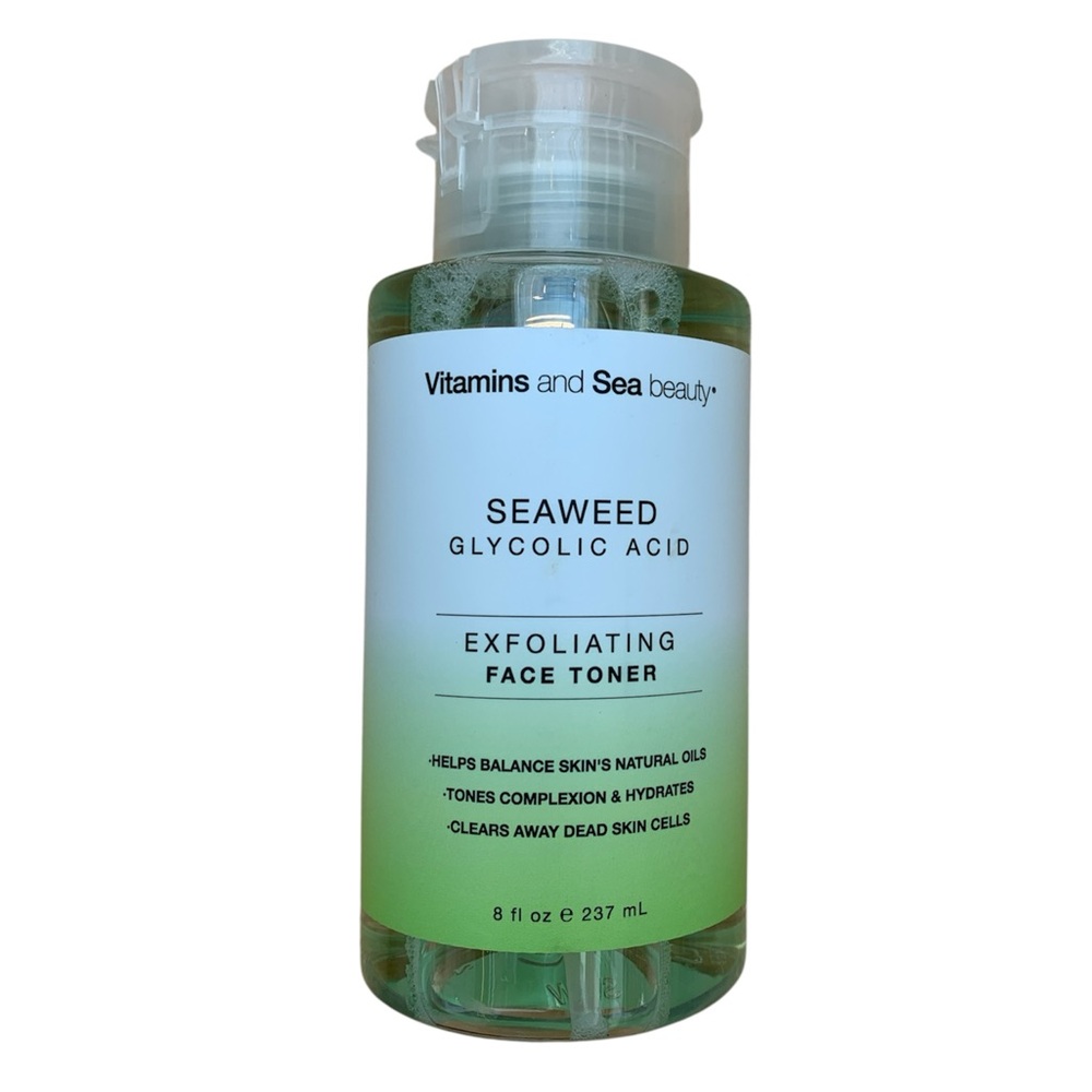 Vitamins & Sea Beauty Seaweed Glycolic Acid Exfoliating Face Toner 8oz NEW